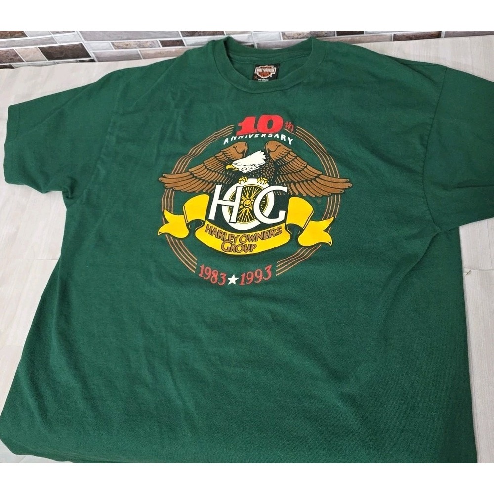 Vintage Harley Owners Group T-Shirt Hanes Beefy-T XL Motorcycle HOG Logo 90s USA